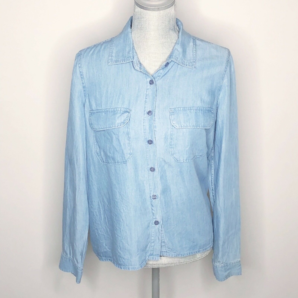 Guess Button Down Chambray Denim High Low (T38) - image 1